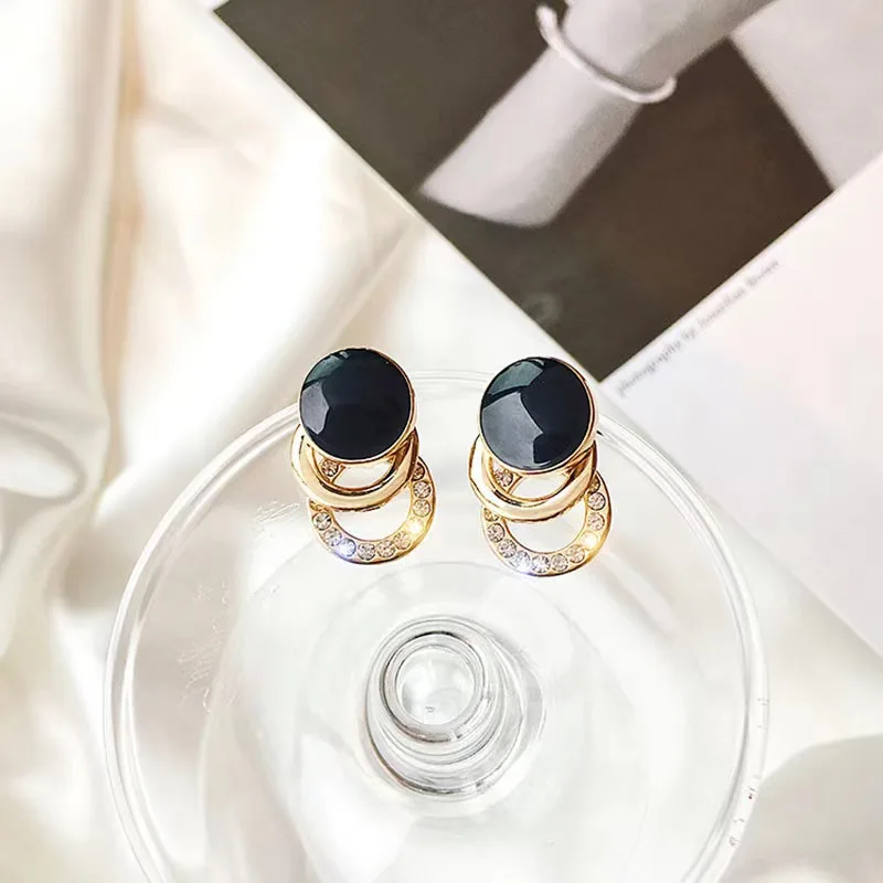 New Fashion Round Earrings for Women Geometric Acrylic Crystal Stud Earrings Wedding Party Elegant Circle Charms Jewelry – Image 8