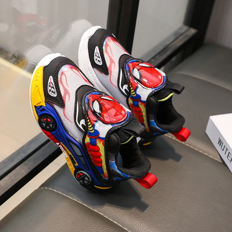 Disney Children's Shoes Fashion Cartoon LED Lights Spiderman Sneakers for Boys Breathable Sport Anti-slip Student Shoes Size 26 – Image 5