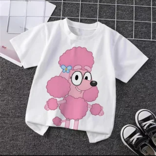 Unisex Bluey Toddler 3D T-Shirt Summer Cool Breathable Short Sleeve Cartoon Print Lightweight Casual Tee for Boys and Girls