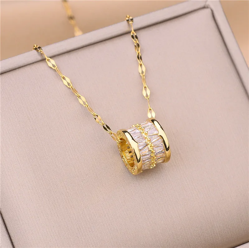 New In Light Luxury Zircon Crystal Stainless Steel Necklaces For Women Korean Fashion Sweet Sexy Female Clavicle Chain Jewelry – Image 39
