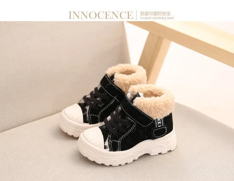 2021 Children Warm Boots Winter New Boys Plus Thicken Velvet Cotton Shoes Girls Waterproof Short Boots Baby Cotton Boots – Image 11