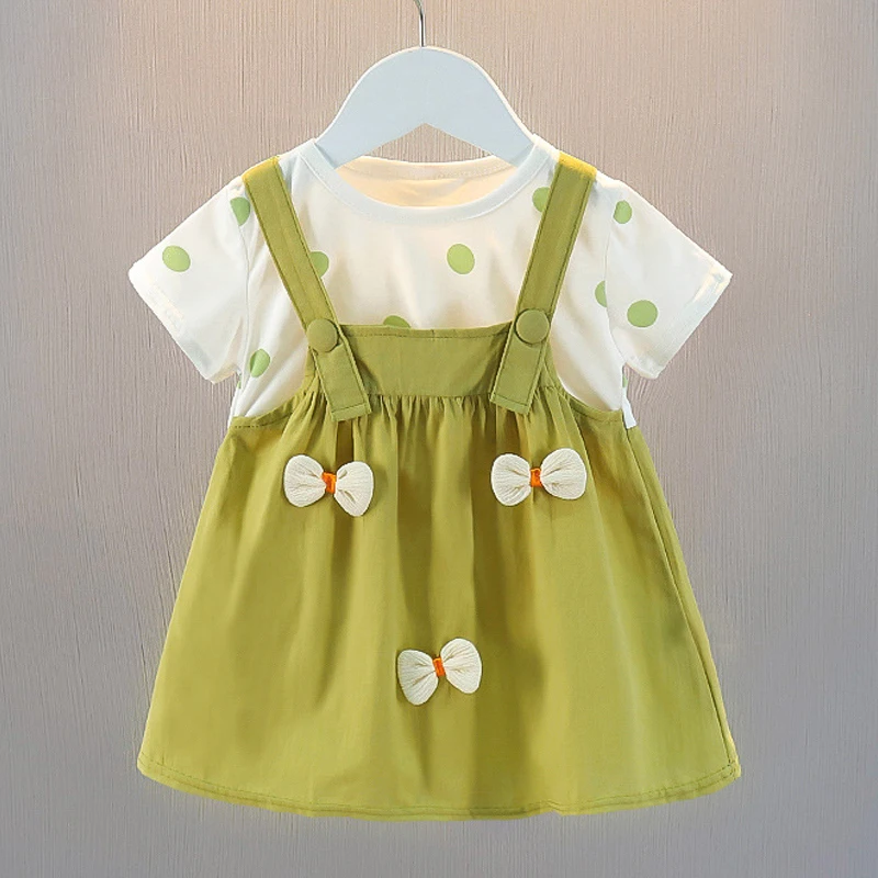 New Baby Girl Dress Cartoon Bow Suspenders Casual Dress Summer Princess Birthday Party Dress Kid Clothes Girl Children Set A1184 – Image 5