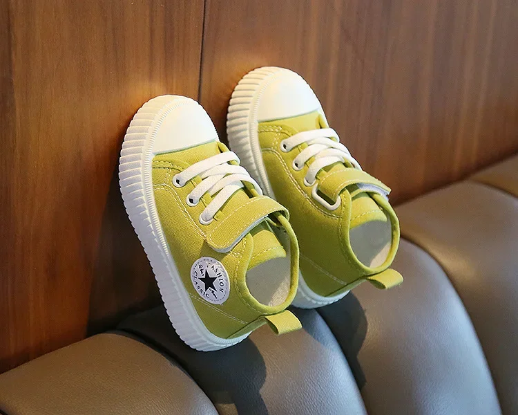 Kid Canvas Shoes Girls Fashion Simple and Versatile Casual Shoes Boy Solid Color Round Toe Non-slip Soft Platform Children Shoes – Image 19