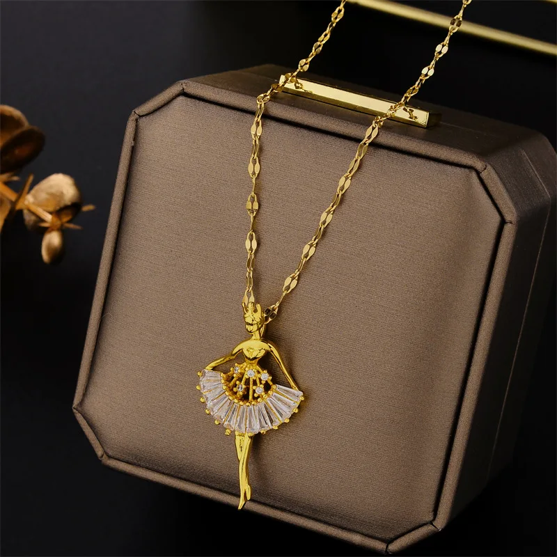 New In Light Luxury Zircon Crystal Stainless Steel Necklaces For Women Korean Fashion Sweet Sexy Female Clavicle Chain Jewelry – Image 36
