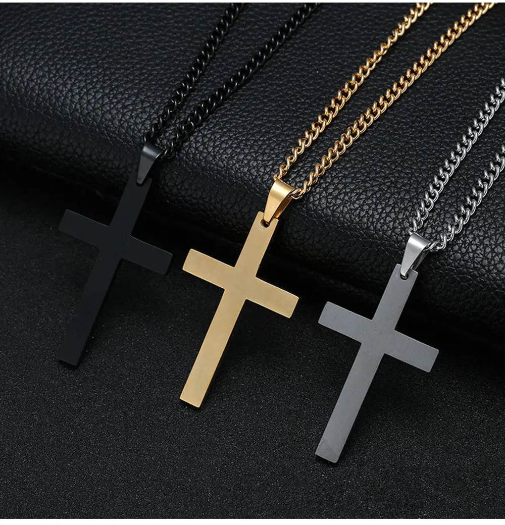Fashion Stainless Steel Cross Pendant Necklace For Women Men Link Chain Charm Necklace Cool Boys Girls Punk Hip Hop Jewelry Gift – Image 11