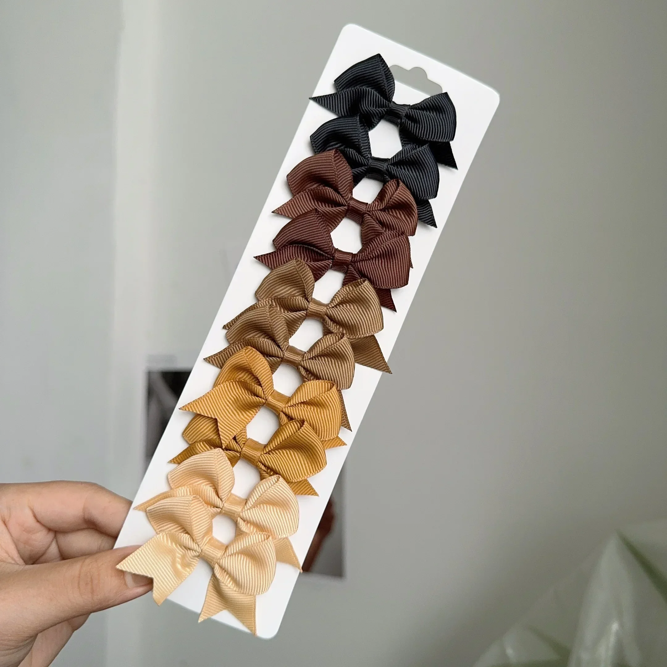 6/10Pcs/Set New Handmade Solid Ribbon Bowknot Hair Clips For Cute Baby Girls Bows Hairpin Kids Hair Accessories – Image 12