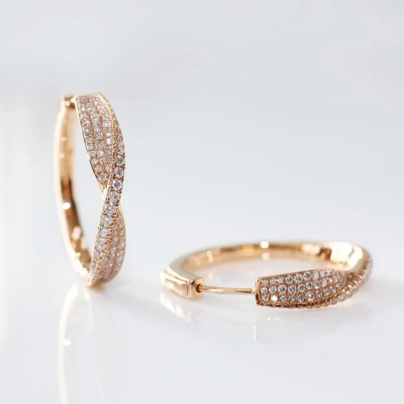 Luxurious Sparking Inlaid Synthetic Zircon Golden Plated Hoop Earrings Women Fashion Exquisite Daily Wedding Jewelry Accessories – Image 11