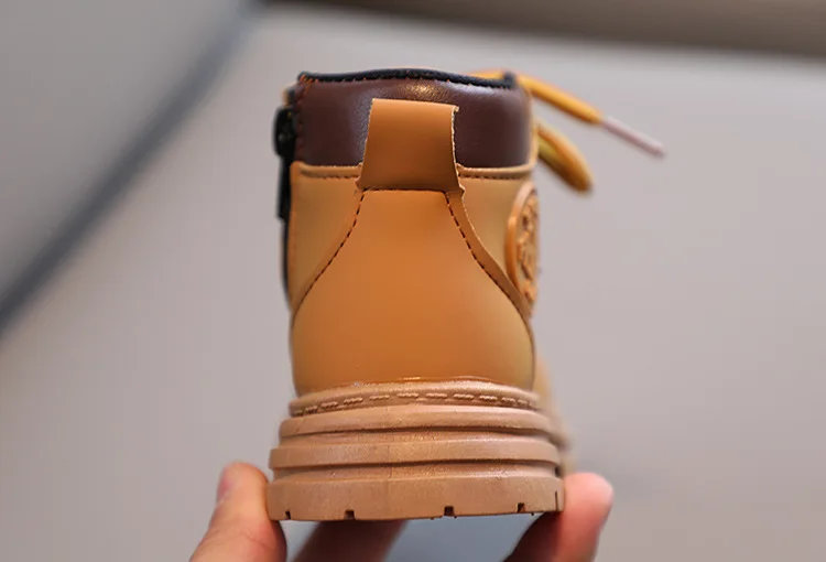 Winter Kids Combat Boots Furry Lined Children Ankle Boots Fashion Boys Girls Short Boots Student Non-slip Shoes Footwear – Image 25