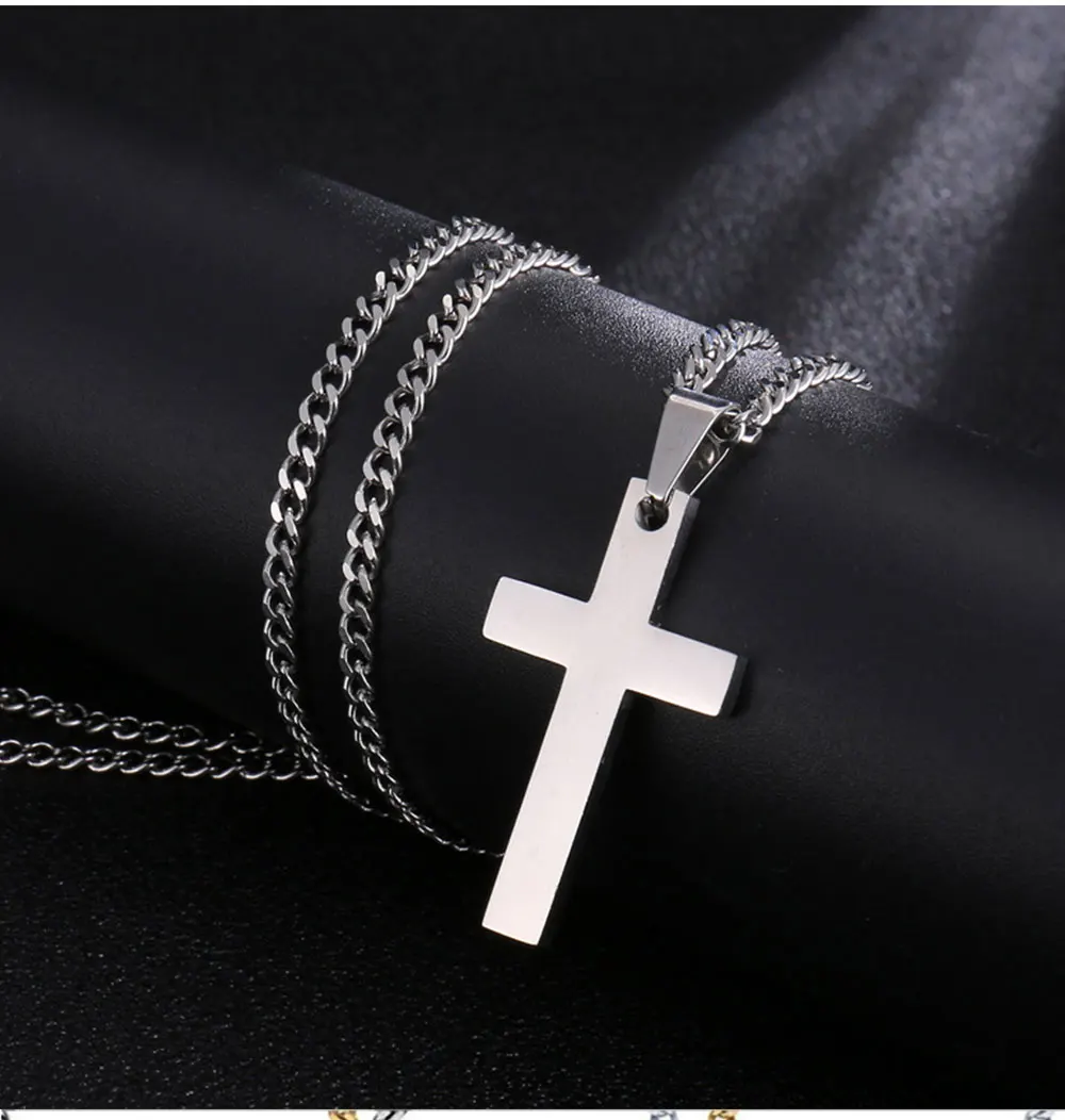 Fashion Stainless Steel Cross Pendant Necklace For Women Men Link Chain Charm Necklace Cool Boys Girls Punk Hip Hop Jewelry Gift – Image 13