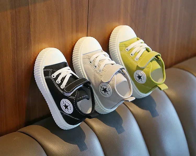 Kid Canvas Shoes Girls Fashion Simple and Versatile Casual Shoes Boy Solid Color Round Toe Non-slip Soft Platform Children Shoes – Image 11