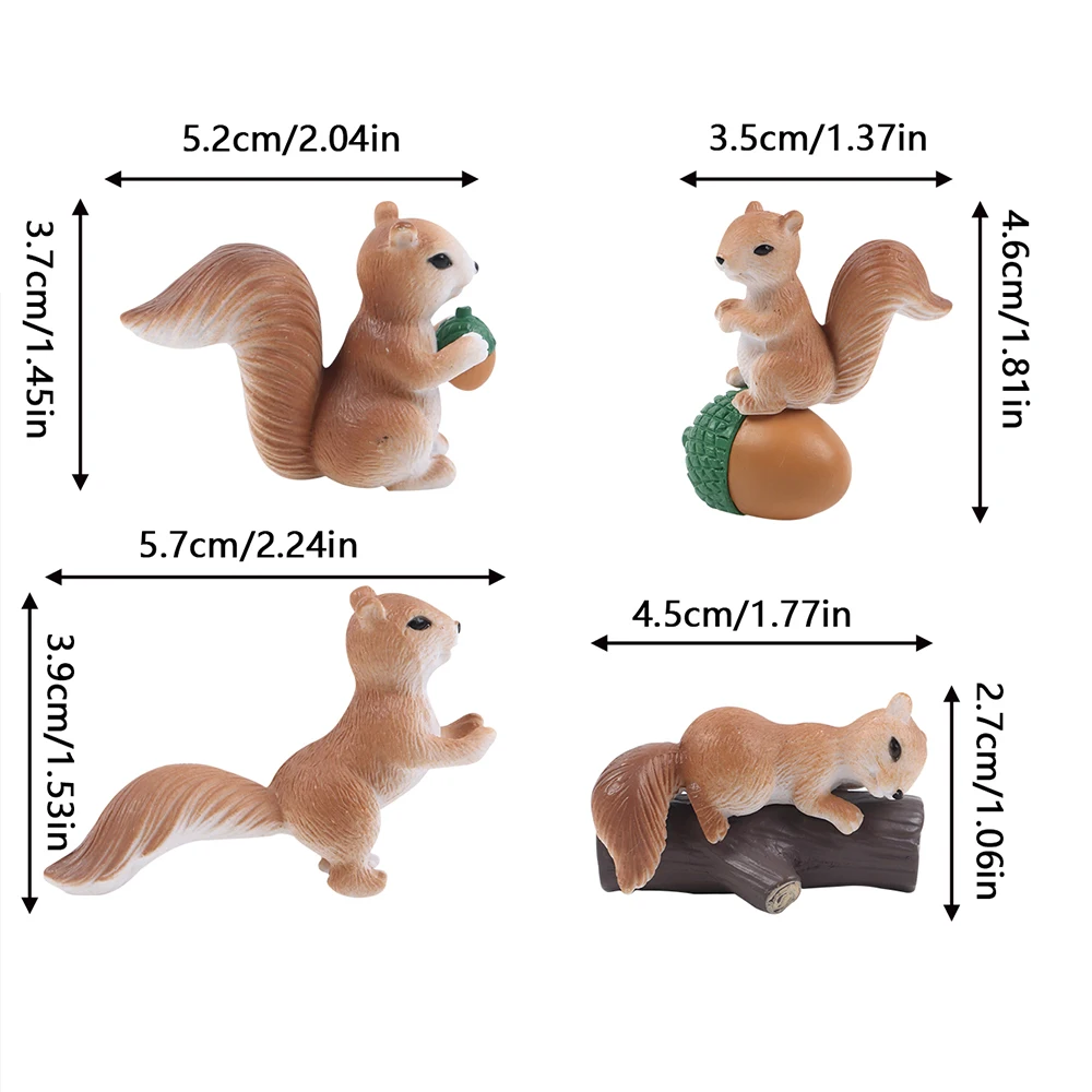 4Pcs/Set Squirrel Miniature Garden Accessories Squirrel Model Landscape Decoration – Image 5