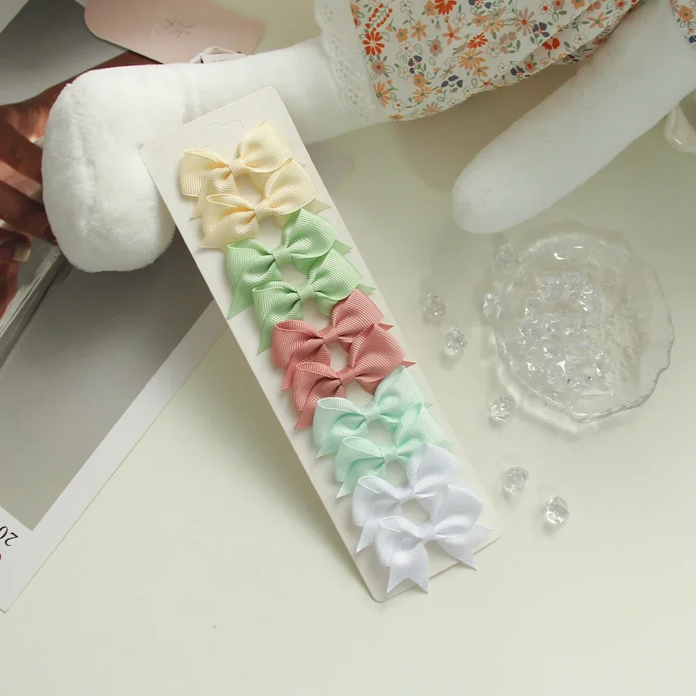 6/10Pcs/Set New Handmade Solid Ribbon Bowknot Hair Clips For Cute Baby Girls Bows Hairpin Kids Hair Accessories – Image 19
