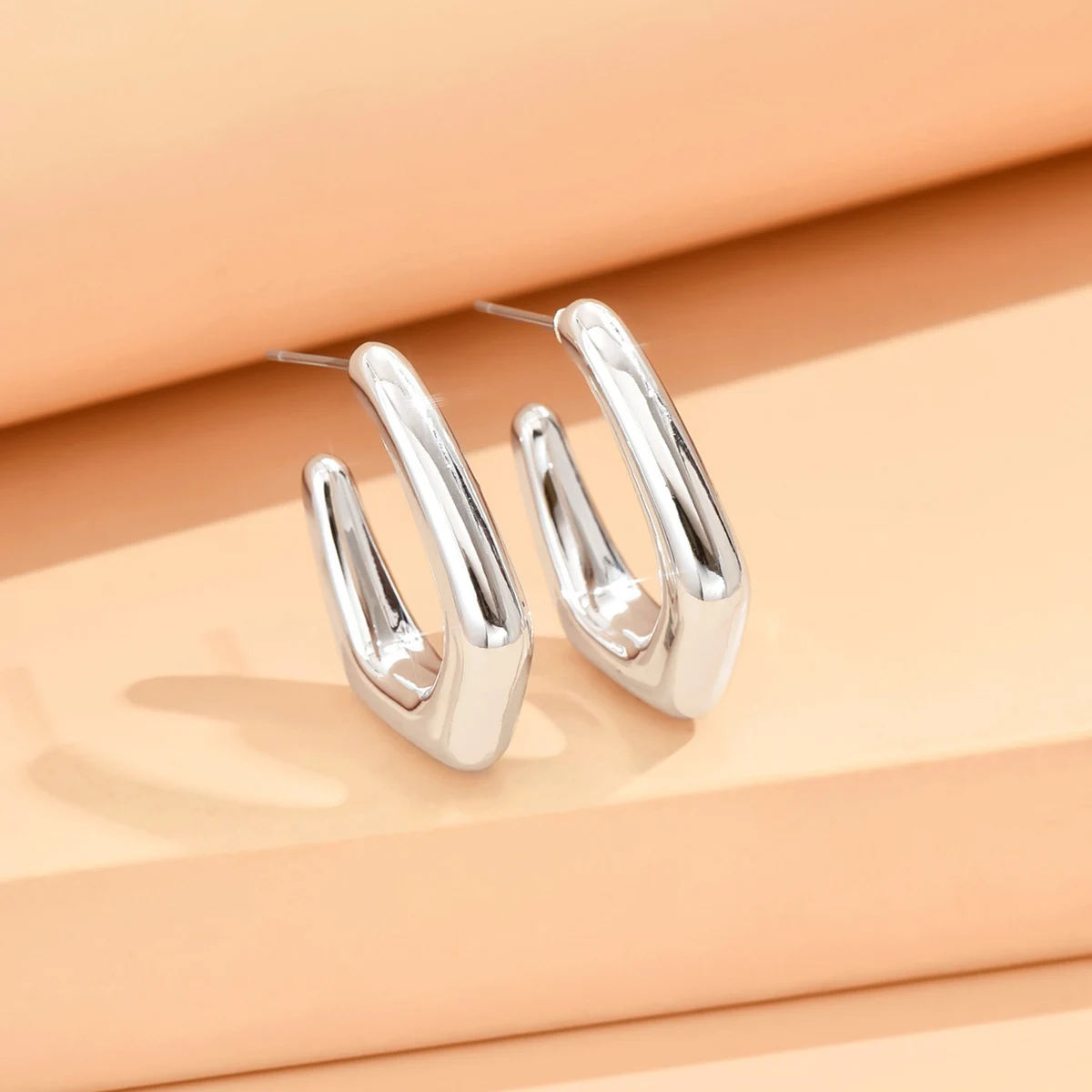 серьги Geometric Irregular Metallic Color Earrings for Women 2024 Minimalist Style Personality Earrings Trendy Jewelry Gift – Image 24