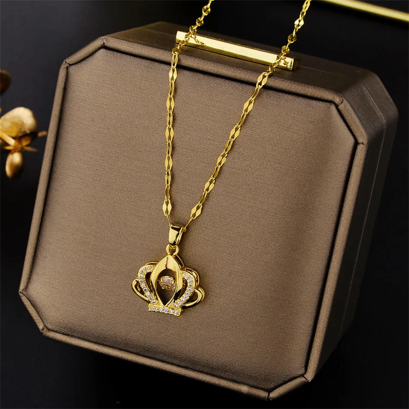 New In Light Luxury Zircon Crystal Stainless Steel Necklaces For Women Korean Fashion Sweet Sexy Female Clavicle Chain Jewelry – Image 29