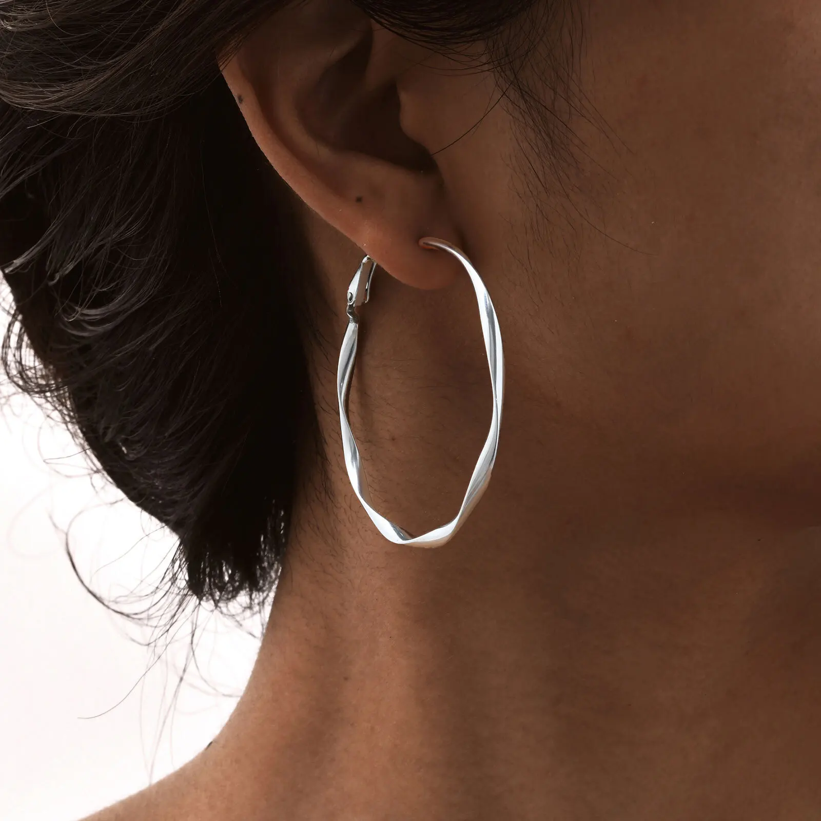 Prjewel Stainless Steel Twist Circle Women Earrings Click-Top Mobius Hoop Hies Earring Tarnish And Nickel Free Mother's Day Gift – Image 15