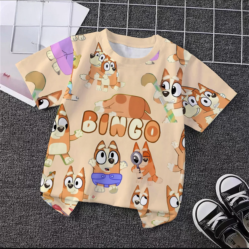 Unisex Bluey Toddler 3D T-Shirt Summer Cool Breathable Short Sleeve Cartoon Print Lightweight Casual Tee for Boys and Girls – Image 2