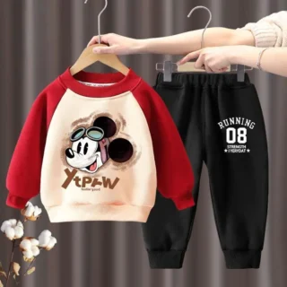 Autumn Winter New Children's Clothing Sets Disney Boys Sweatshirt and Sweatpant Two Piece Set Cute Mickey Baby Kids Sweatsuit