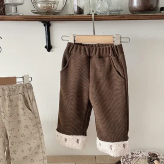 Ankle Three Small Flower Embroidery Kids Pants Baby Girls Winter Elastic Waist Casual Toddler Baby Trousers Clothes 1-3 Years