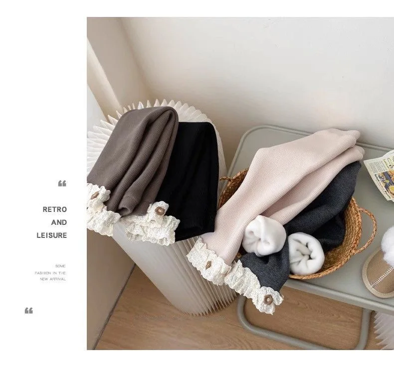 1-6 Years Baby Girls Thermal Leggings Spring Autumn Winter Kids Lace Flower Cute Simplicity Tight Trousers Children Skinny Pants – Image 17