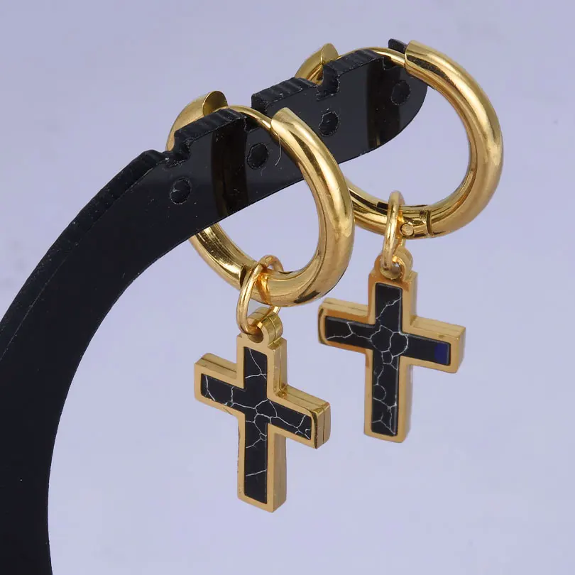 Punk Cross Sword Pendant Earring Stainless Steel Hoops Earrings For Women Men Accessories Non-Tarnish Vintage Jewelry Arete Gift – Image 6