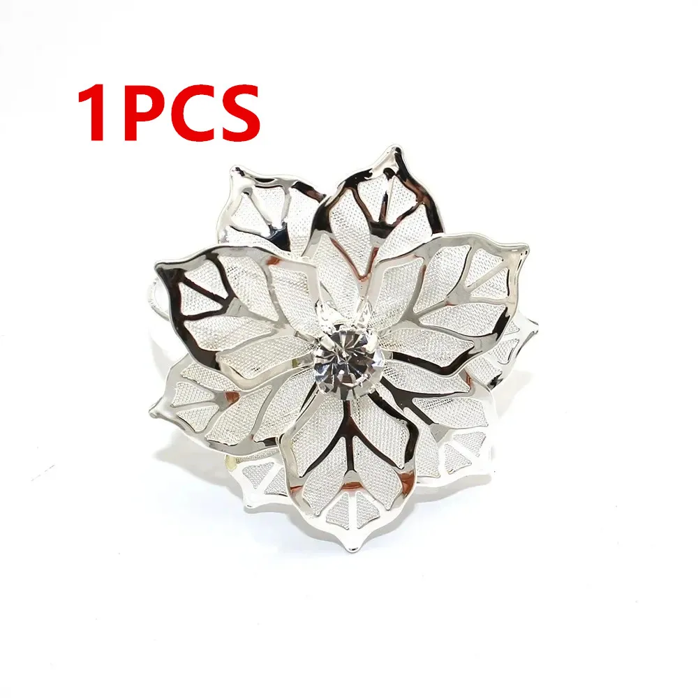 1/6Rose Flower Napkin Holder Floral Rhinestone Napkins Rings for Wedding Christmas Party Dinner Table Decor – Image 12