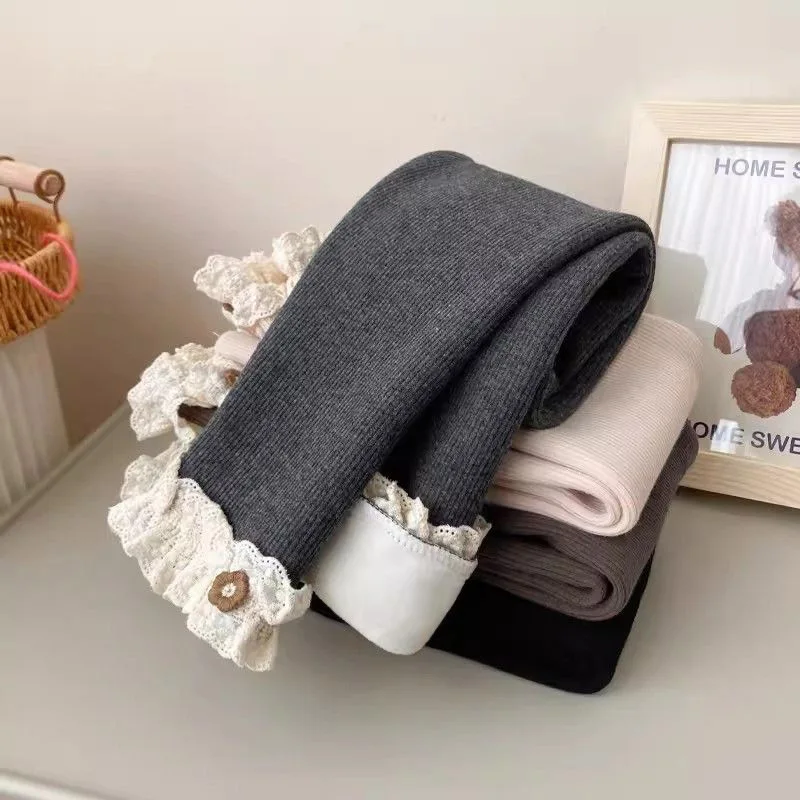 1-6 Years Baby Girls Thermal Leggings Spring Autumn Winter Kids Lace Flower Cute Simplicity Tight Trousers Children Skinny Pants – Image 3