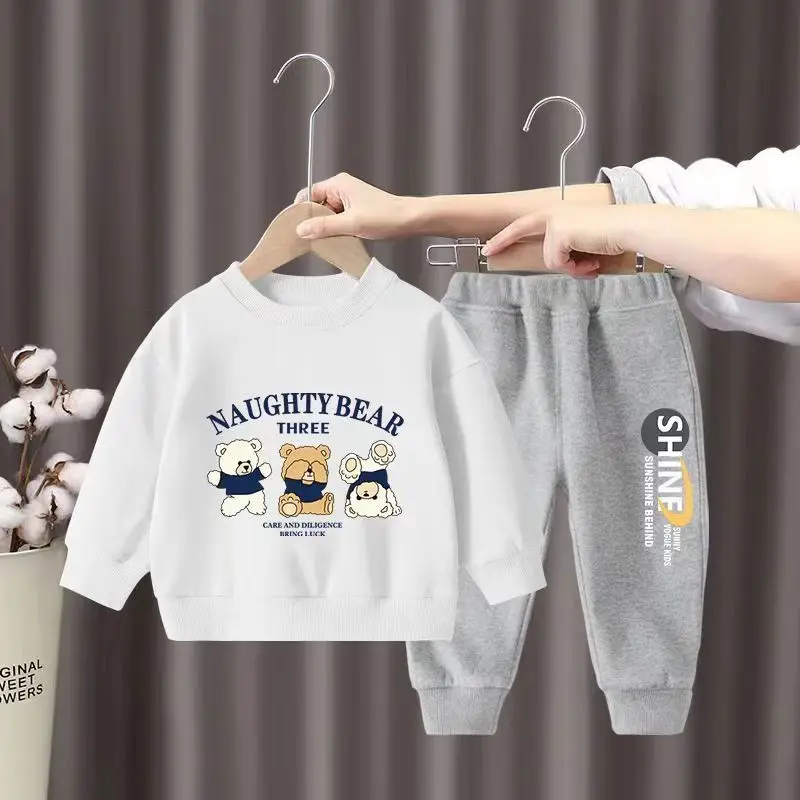 Autumn Baby Boy Clothes Set Kid Cartoon Sweatshirts Pullover Top And Pants 2pcs Suit Children Girls Fashion Sports Tracksuits – Image 3
