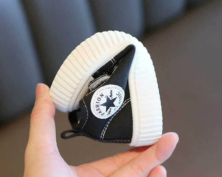 Kid Canvas Shoes Girls Fashion Simple and Versatile Casual Shoes Boy Solid Color Round Toe Non-slip Soft Platform Children Shoes – Image 35