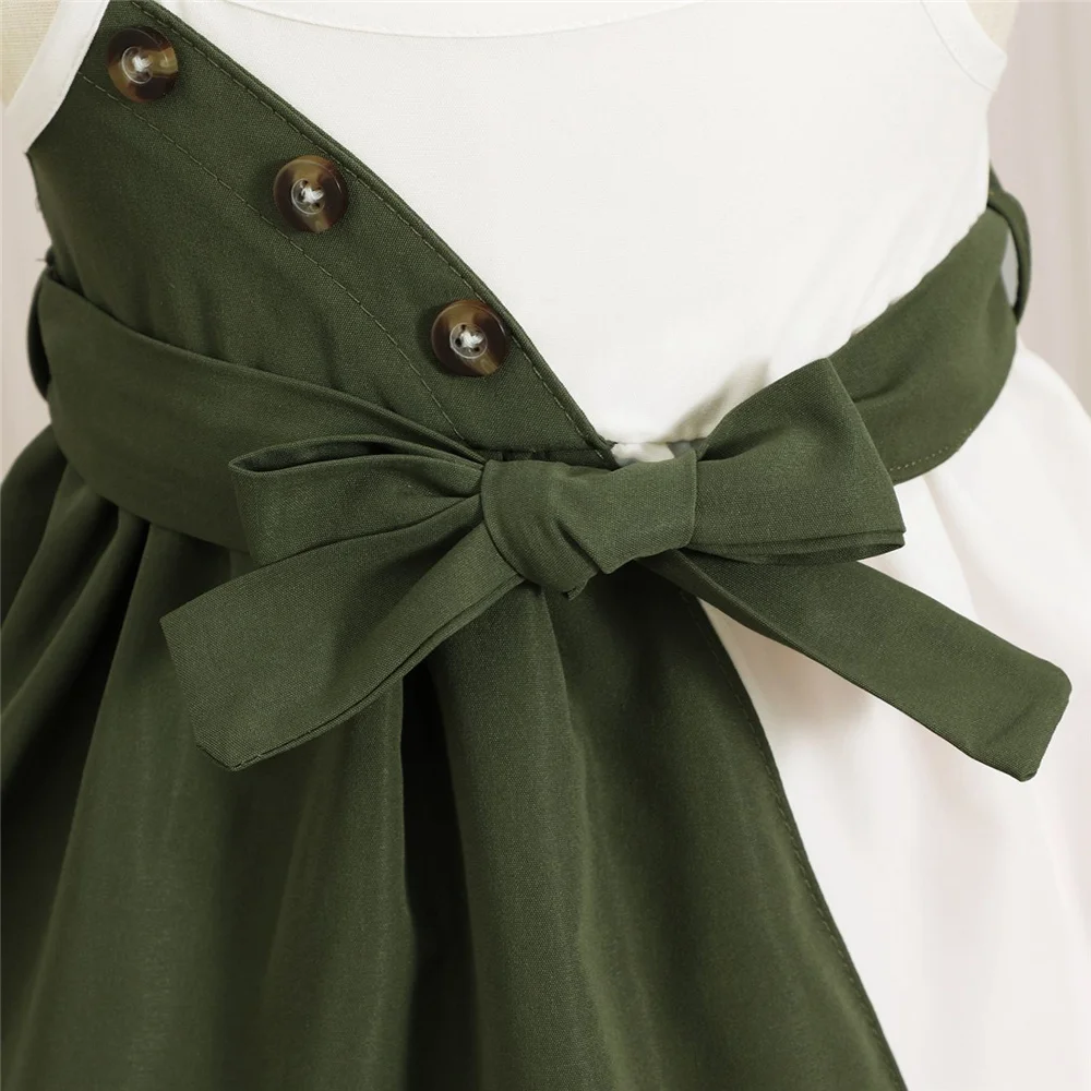 1-3Years Baby Girl Summer Daily Dress Strap Color Matching Dress Korean Style Birthday Party Fashion Dresses for Toddler Girl – Image 13