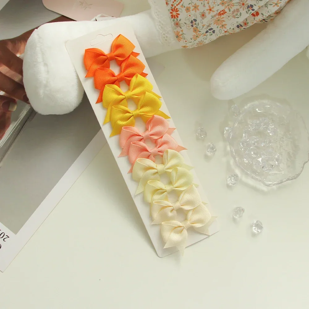 6/10Pcs/Set New Handmade Solid Ribbon Bowknot Hair Clips For Cute Baby Girls Bows Hairpin Kids Hair Accessories – Image 20
