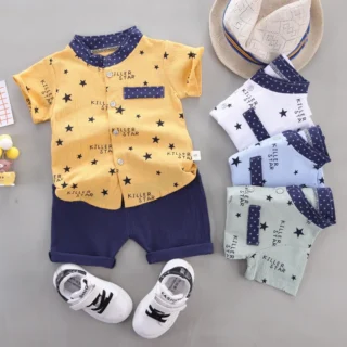 2024 Summer Casual Clothes Fashion Baby Boy's Suit Set Top Shorts 2PCS Baby Clothing Set For Boys Infant Suits Kids Clothes