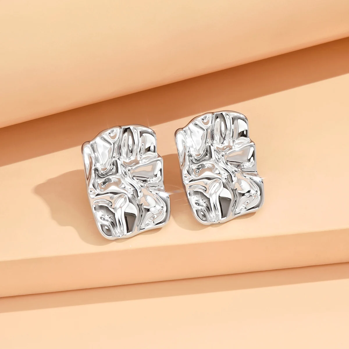 серьги Geometric Irregular Metallic Color Earrings for Women 2024 Minimalist Style Personality Earrings Trendy Jewelry Gift – Image 9