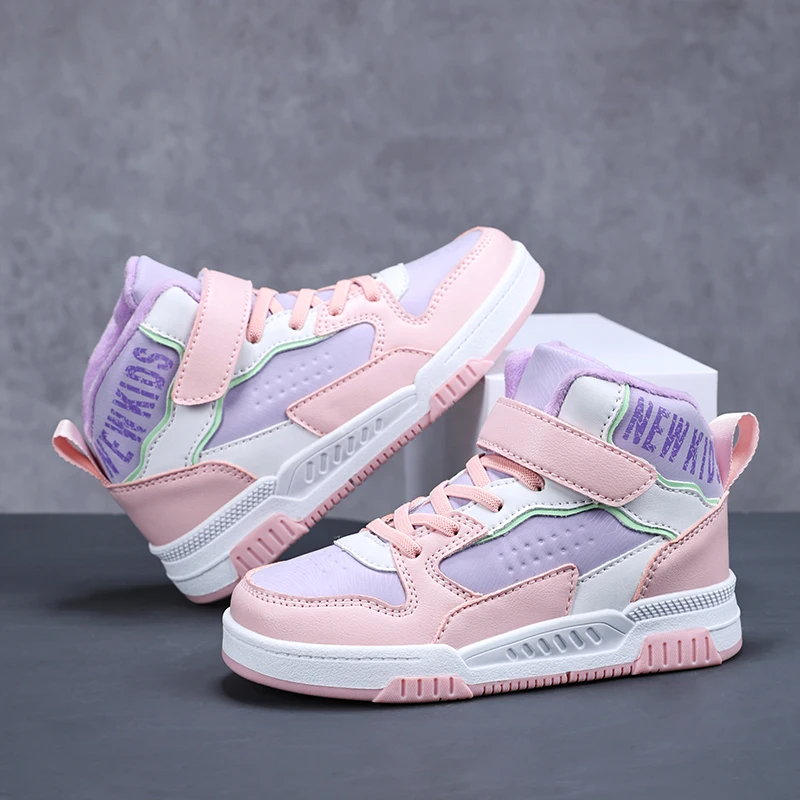 Childrens Walking Shoes Trendy Winter New High Top Cotton Comfortable Teenagers Anti Slip Wear-resistant Flat Casual Sneakers – Image 5