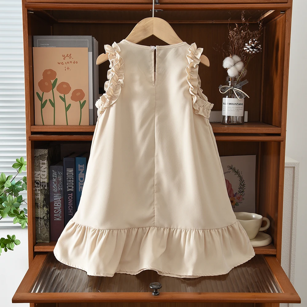 Bera Leader Korean Version Sleeveless Pleated Dress Solid Color Round Neck Children's Clothes Summer Kids Dresses for Girls Wear – Image 18