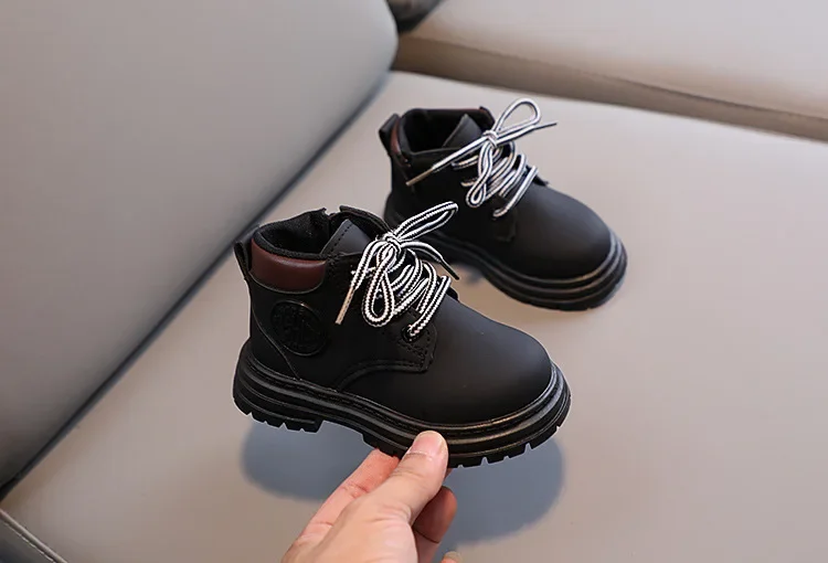 Winter Kids Combat Boots Furry Lined Children Ankle Boots Fashion Boys Girls Short Boots Student Non-slip Shoes Footwear – Image 13