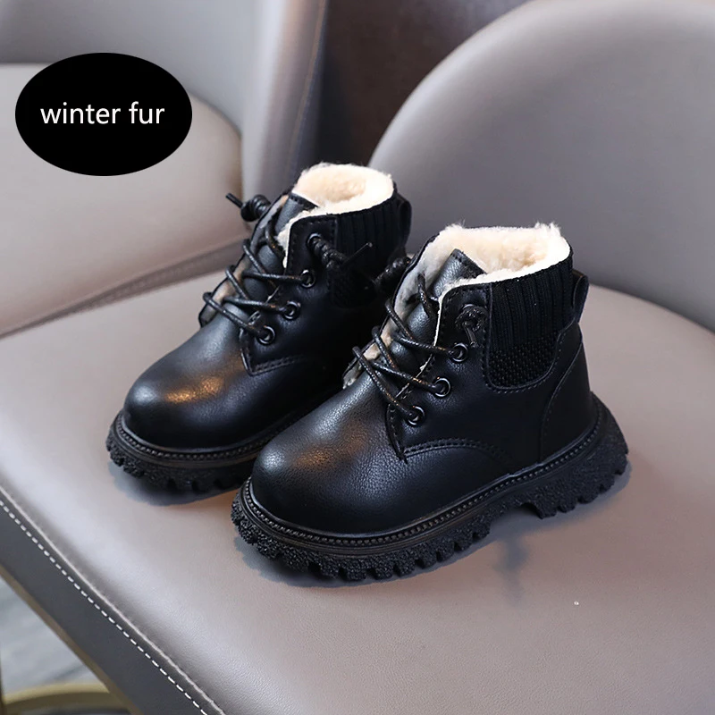 Kids Leather Chelsea Boots Waterproof Children Sneakers Beige Toddler Snow Boots Girl Winter Shoe Boy – Image 8