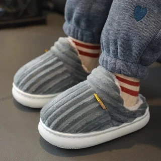 Anti Slip Fluffy Slippers for Girls in Autumn and Winter Boys and Girls Children At Home Babies Children's Cotton Slippers
