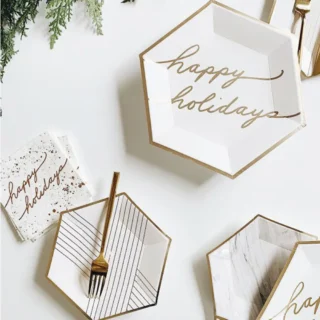 8pcs White Disposable Tableware Set White Paper Plates Paper Cups Children's Birthday Party Dessert Table Decoration Cake Plates