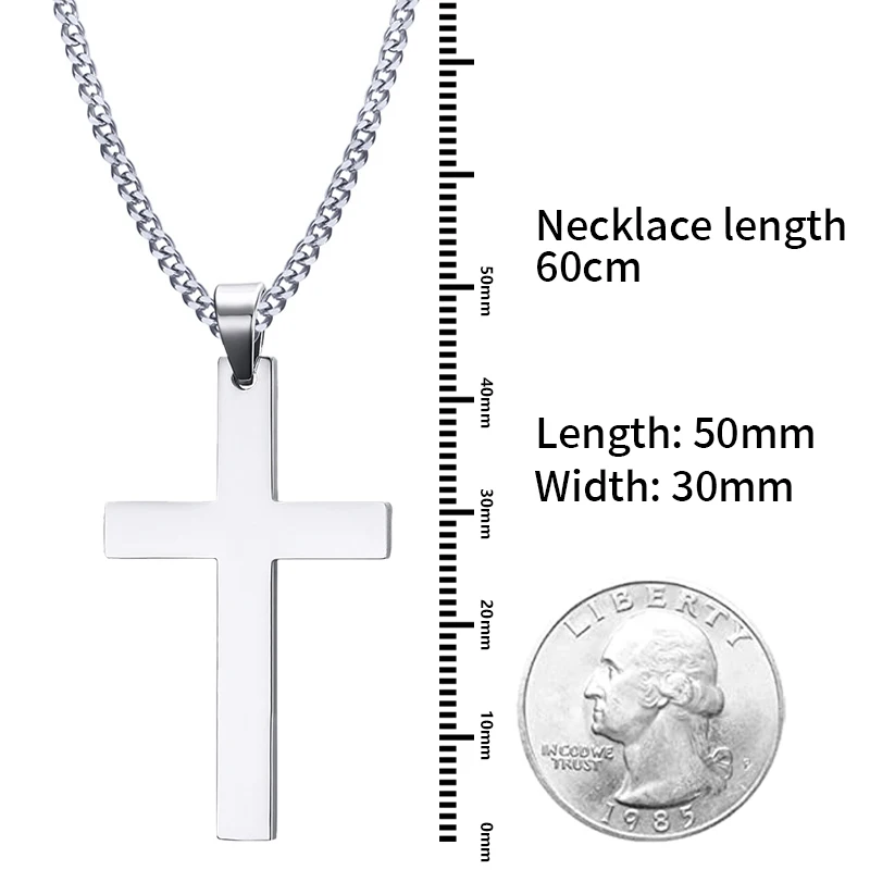 Fashion Stainless Steel Cross Pendant Necklace For Women Men Link Chain Charm Necklace Cool Boys Girls Punk Hip Hop Jewelry Gift – Image 4