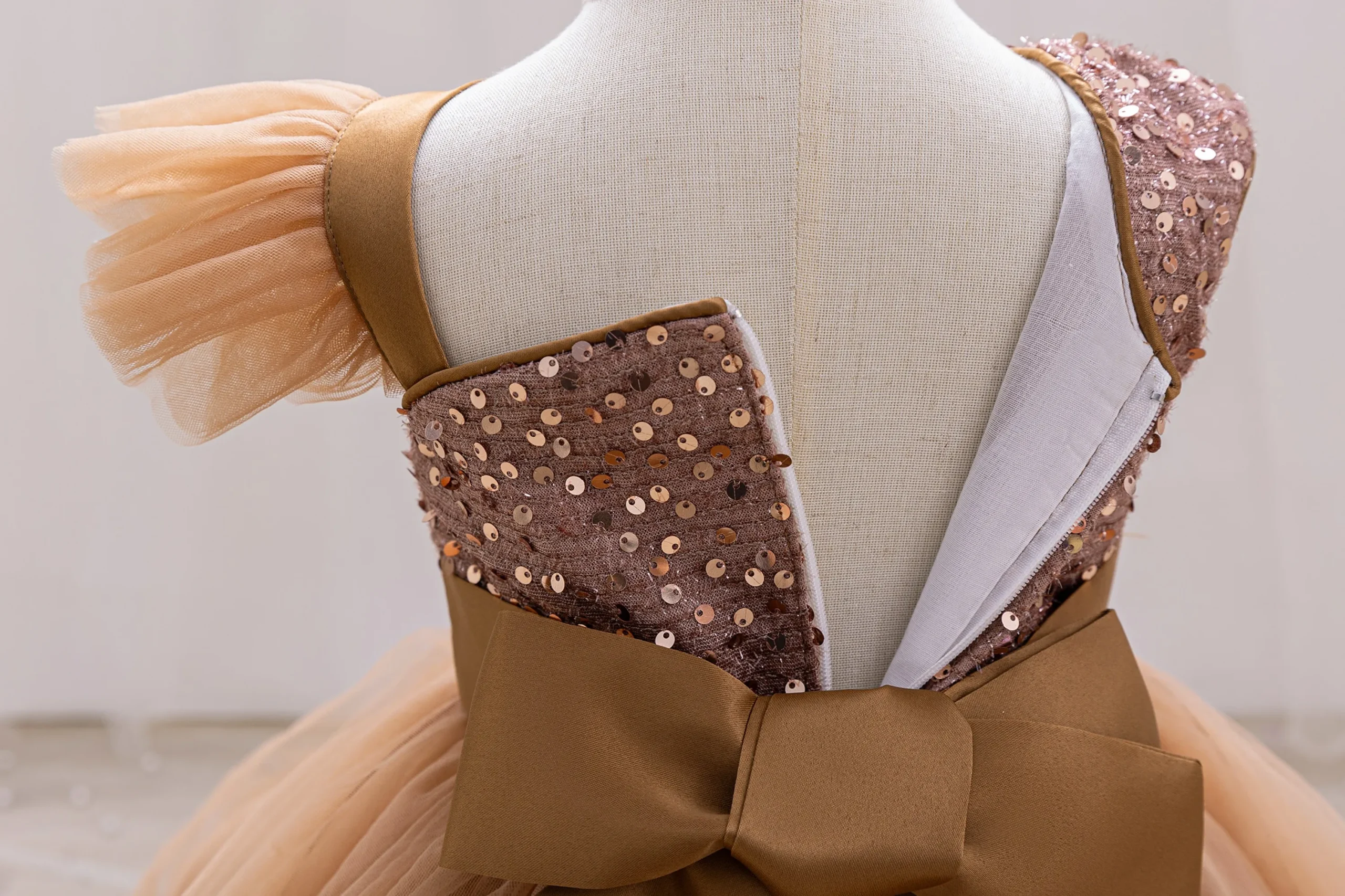 Elegant Girl Princess Dress Small flying sleeves asymsymmetrical straps Formal occasion Girl dress Sequin Wedding dress Party gi – Image 44