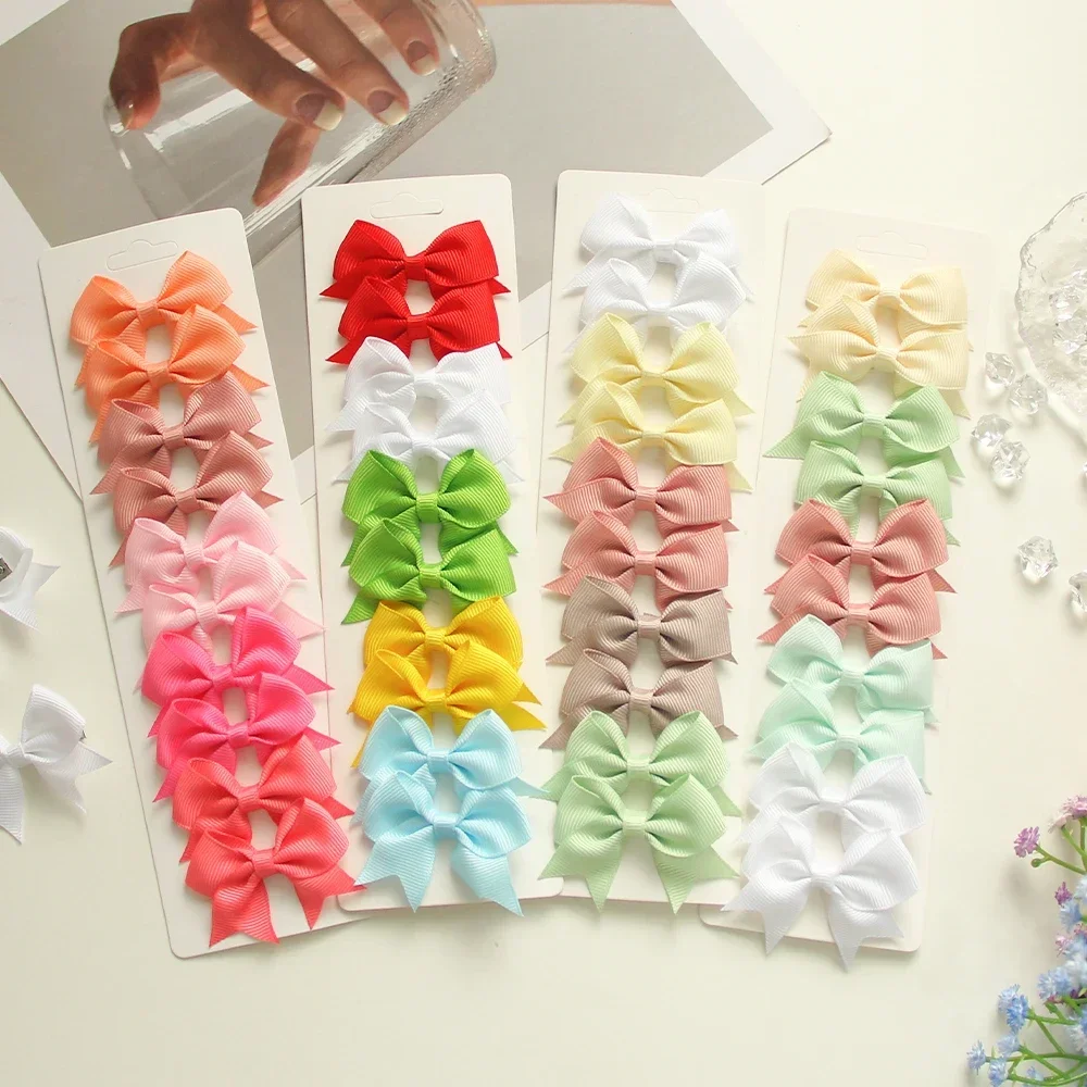 6/10Pcs/Set New Handmade Solid Ribbon Bowknot Hair Clips For Cute Baby Girls Bows Hairpin Kids Hair Accessories – Image 3