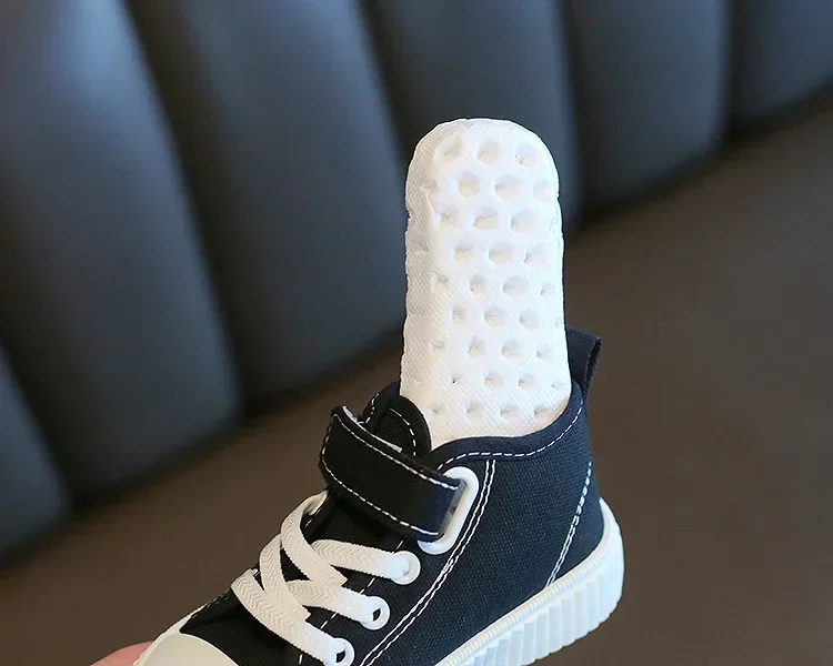 Kid Canvas Shoes Girls Fashion Simple and Versatile Casual Shoes Boy Solid Color Round Toe Non-slip Soft Platform Children Shoes – Image 33