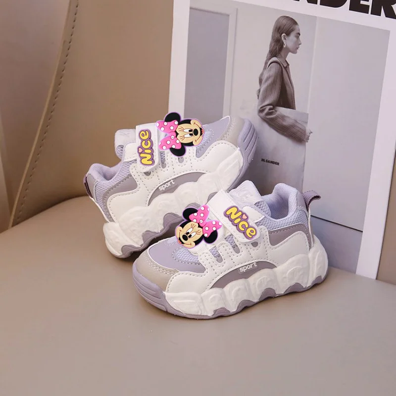 Girl sports shoes Mickey mouse spring fall new sports shoes kid dad running shoes soft soles boy casual shoes baby first walkers