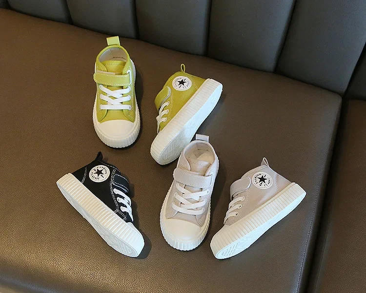 Kid Canvas Shoes Girls Fashion Simple and Versatile Casual Shoes Boy Solid Color Round Toe Non-slip Soft Platform Children Shoes – Image 10