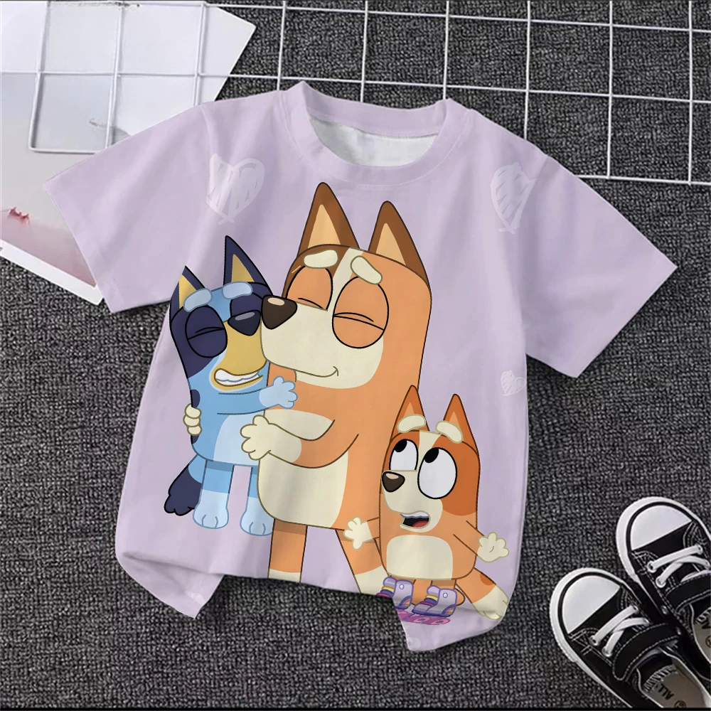 Unisex Bluey Toddler 3D T-Shirt Summer Cool Breathable Short Sleeve Cartoon Print Lightweight Casual Tee for Boys and Girls – Image 5