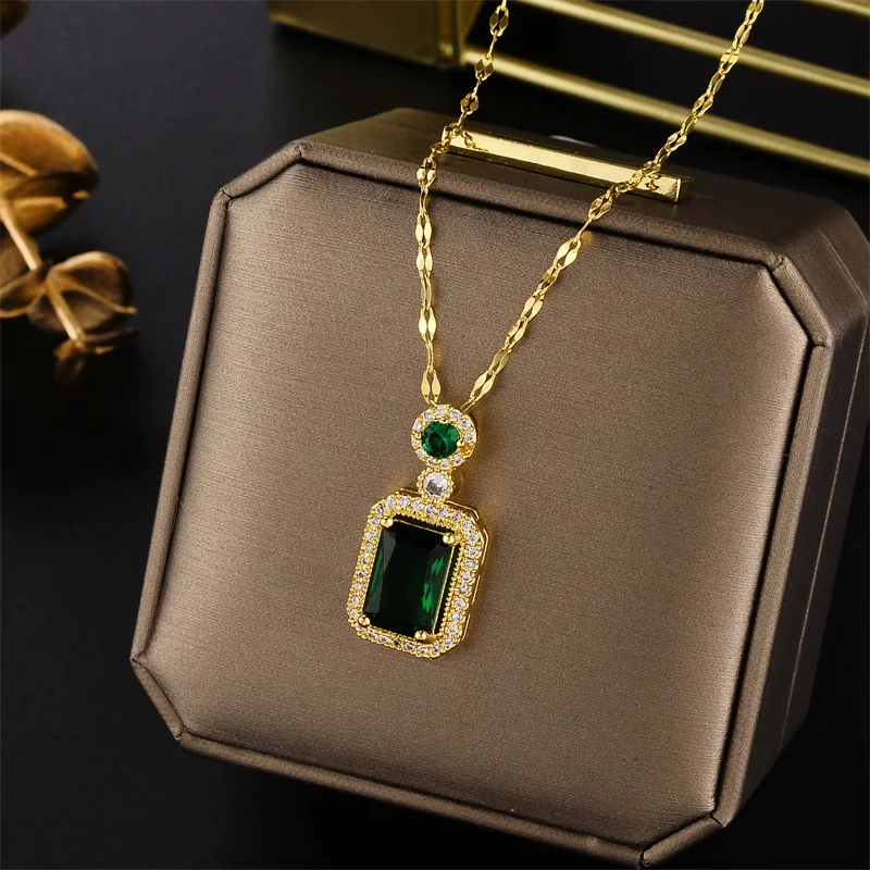 New In Light Luxury Zircon Crystal Stainless Steel Necklaces For Women Korean Fashion Sweet Sexy Female Clavicle Chain Jewelry – Image 9