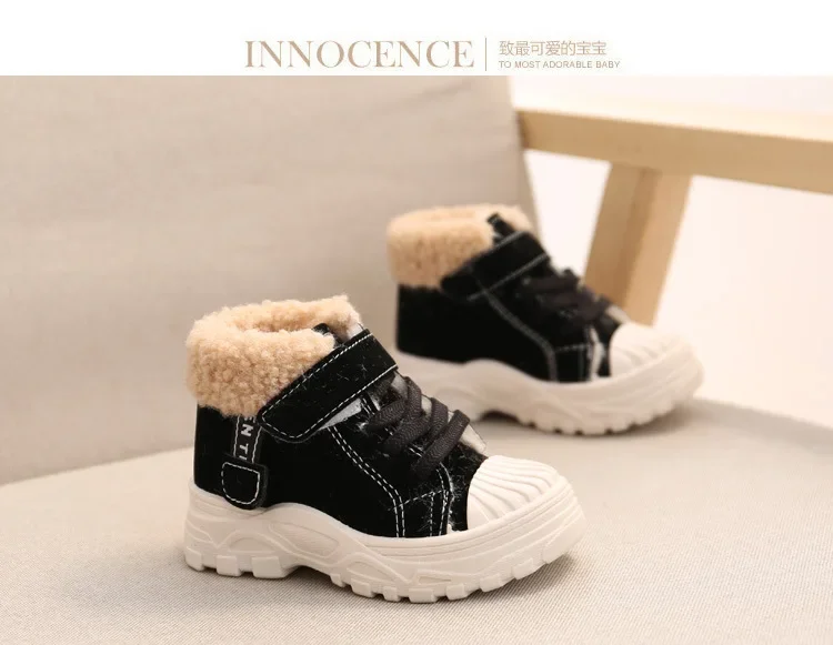 2021 Children Warm Boots Winter New Boys Plus Thicken Velvet Cotton Shoes Girls Waterproof Short Boots Baby Cotton Boots – Image 12