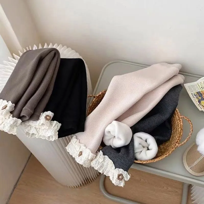 1-6 Years Baby Girls Thermal Leggings Spring Autumn Winter Kids Lace Flower Cute Simplicity Tight Trousers Children Skinny Pants – Image 4