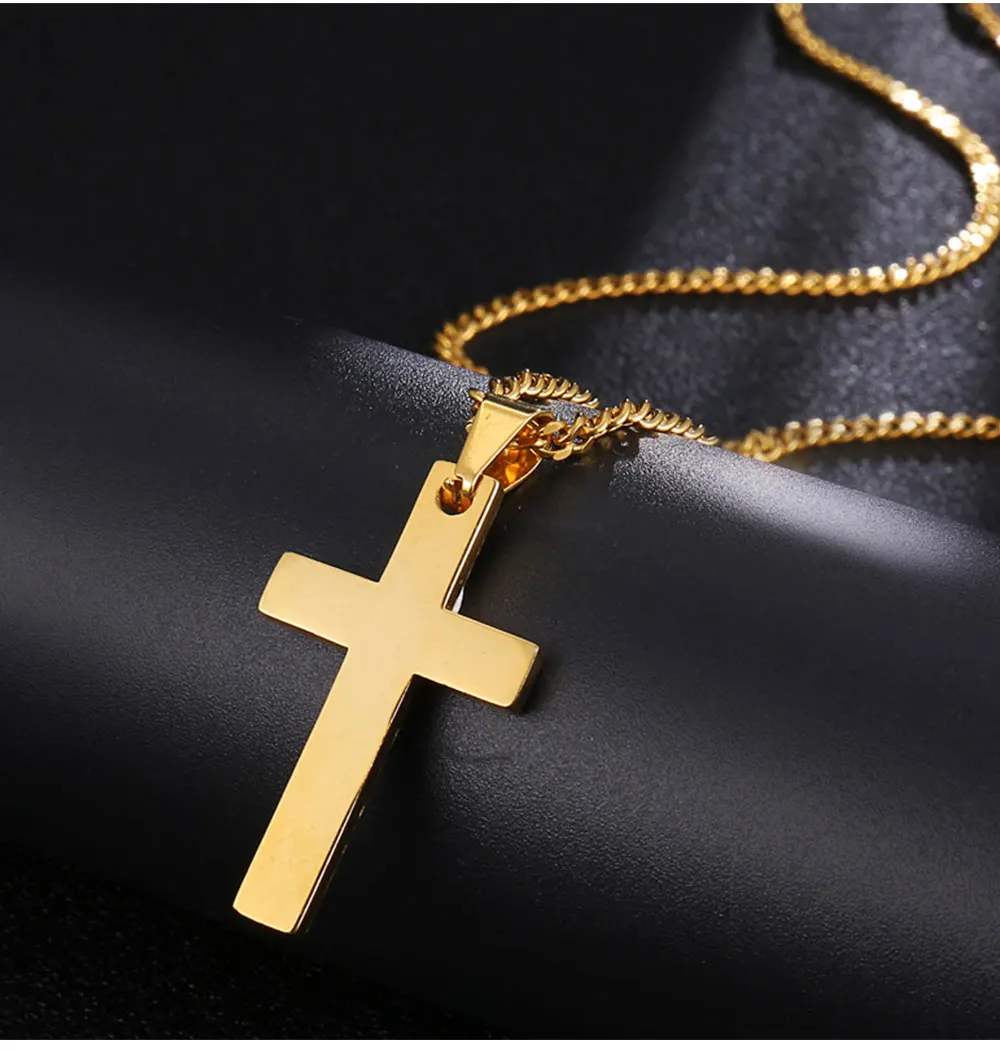 Fashion Stainless Steel Cross Pendant Necklace For Women Men Link Chain Charm Necklace Cool Boys Girls Punk Hip Hop Jewelry Gift – Image 12