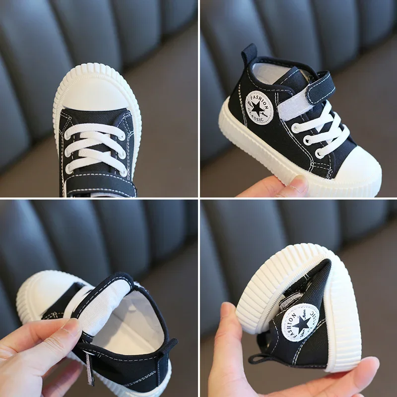 Kid Canvas Shoes Girls Fashion Simple and Versatile Casual Shoes Boy Solid Color Round Toe Non-slip Soft Platform Children Shoes – Image 5